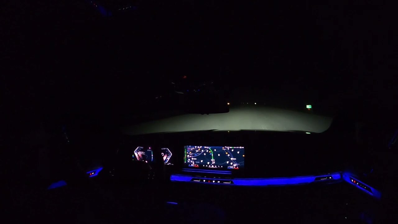 ASMR Night Drive BMW 750e 2024 Netherlands to Poland Autobahn and Icy Roads Driving No Music/Talking
