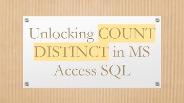 Unlocking COUNT DISTINCT in MS Access SQL