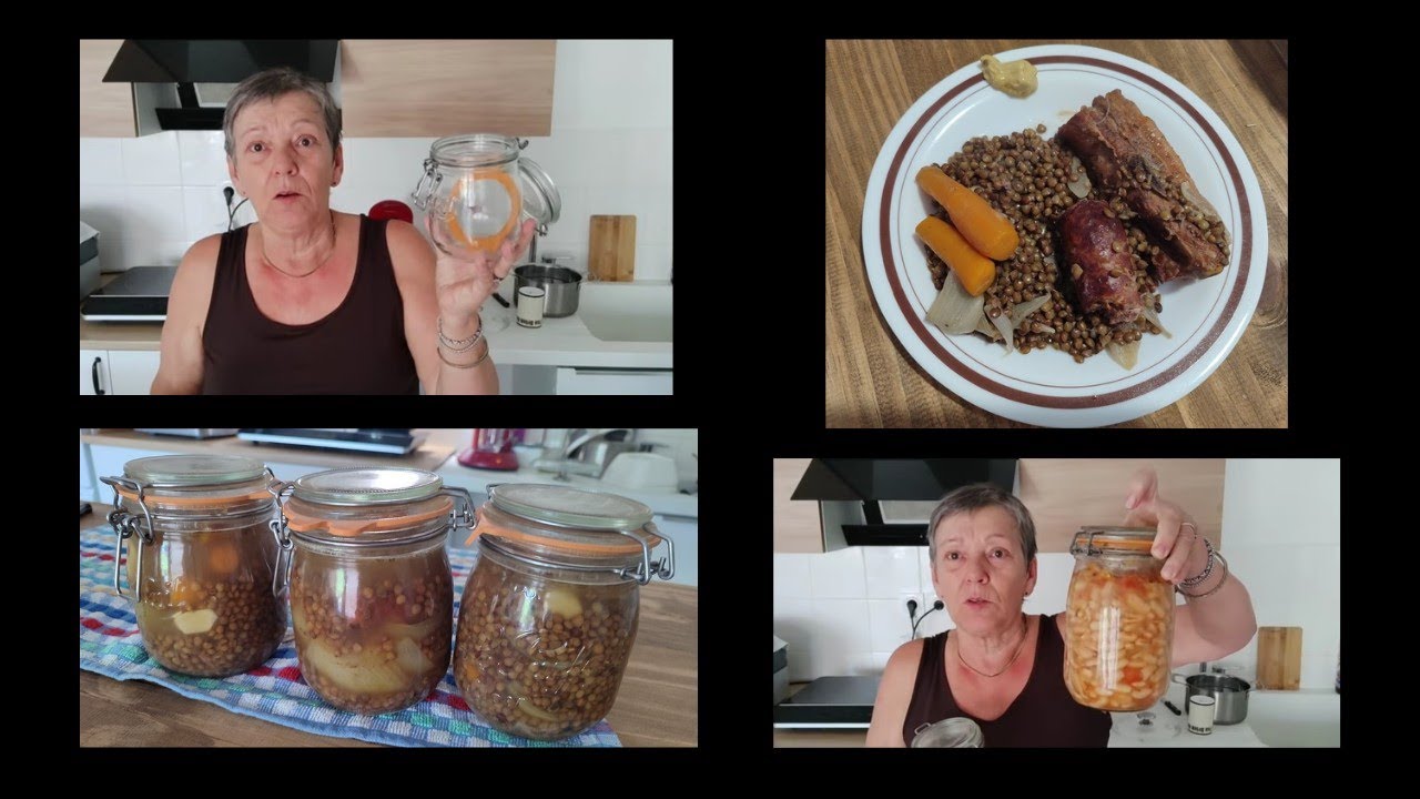 Stérilisation plats préparés en bocaux sans stérilisateur / Lentilles saucisses & poitrine