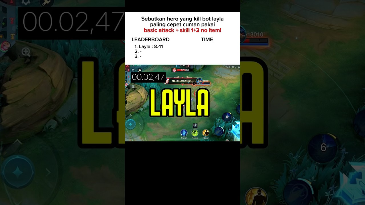 Layla basic attack + skill 1+2 no item vs bot layla