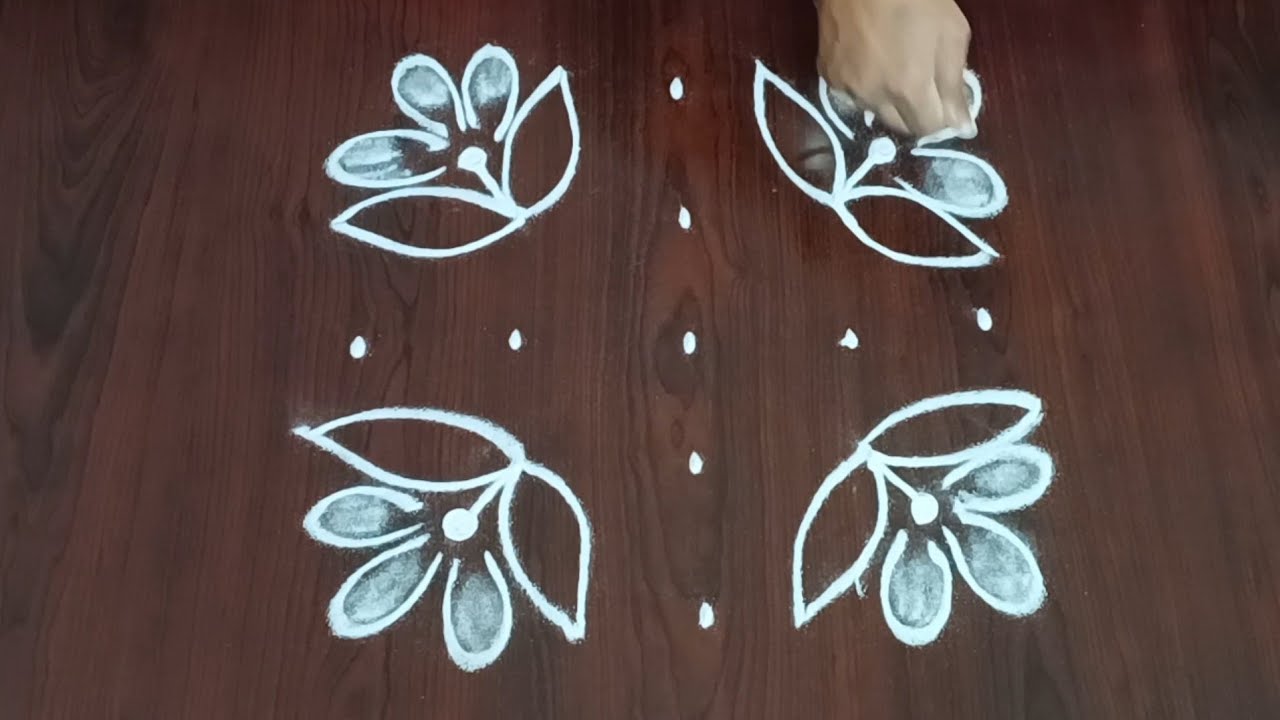 Simple rangoli design !! 5*1 dots !! daily routine rangoli. - YouTube
