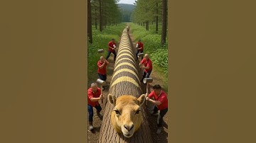 Camel cutting giant log help me Camel 😭😭 #video #ai #animals