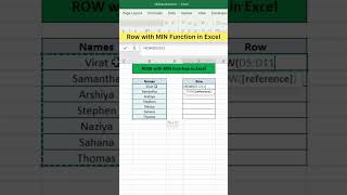 Row with Min Function in Excel | Advanced Excel Formula #excel #exceltutorial #exceltips