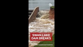 Wild video shows water gushing from broken dam in Mississippi