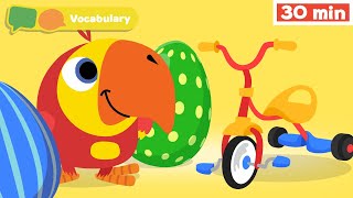 Learning First Words w Larry | Sensory Stimulation for Babies | Vocabulary for Kids | Vocabularry
