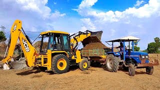 Sonalika DI 47 RX Tractor fully loaded by JCB 3DX machine