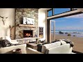 HD Beach House Fireplace Screensaver Background - Cosy Living room fire crackling sound only - 2 hrs