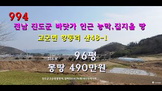 [번호994]전남 진도군 고군면 바닷가 인근 농막,전원주택지 총490만원