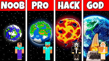 Minecraft Battle: NOOB vs PRO vs HACKER vs GOD INSIDE PLANET HOUSE BASE BUILD CHALLENGE in Minecraft