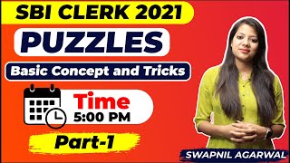 5:00 PM - SBI CLERK 2021 | Puzzles | Basic Concepts and Tricks Part 1 | Reasoning by Swapnil Ma'am