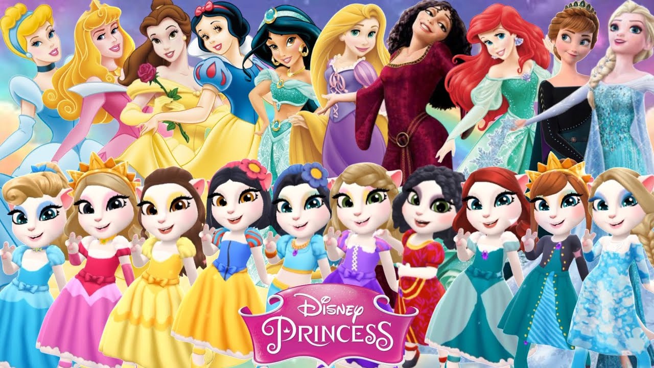 🌈 DISNEY PRINCESS Some Characters || Makeover Or Cosplay My Talking Angela 2