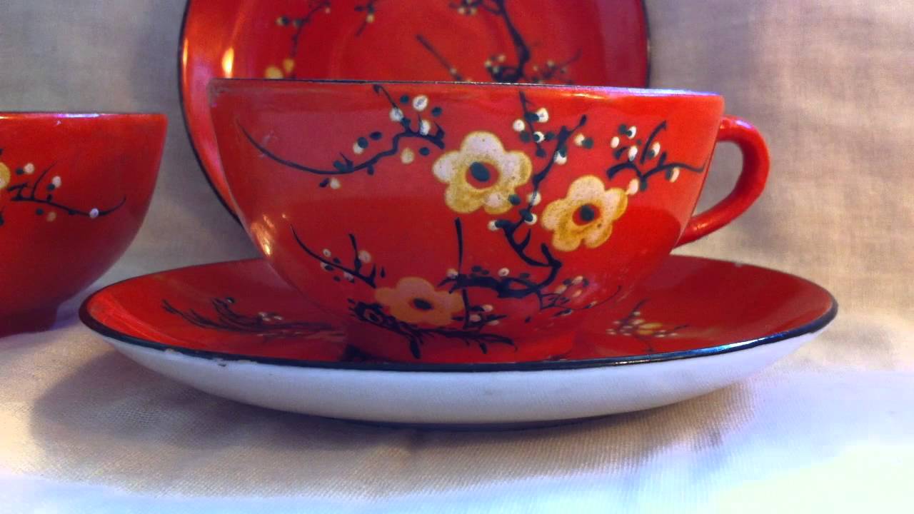 Vintage 1940's Hand Painted Tea Cups & Saucers Made In Japan YouTube