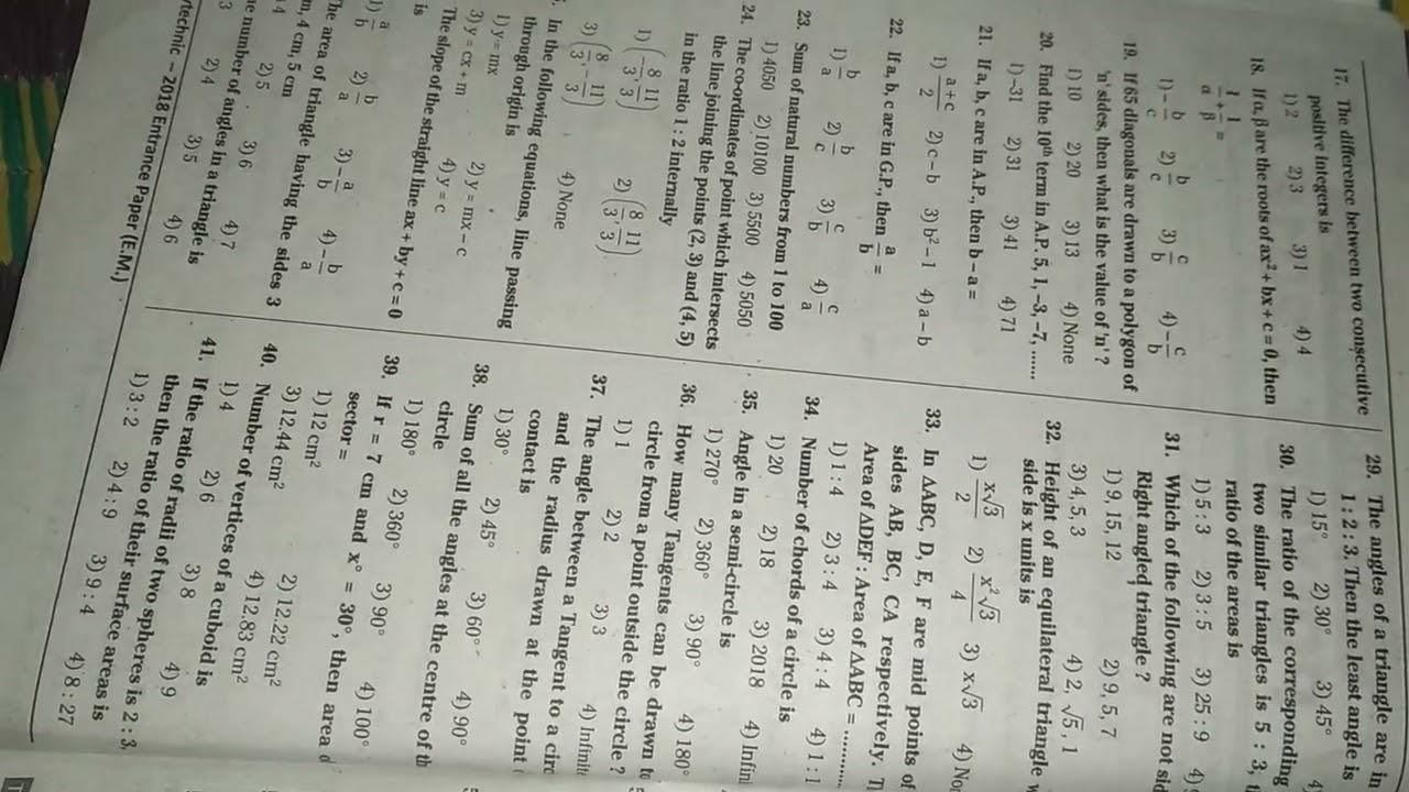 pREVIOUS YEAR 2018 polycet paper telangana//polycet 2023