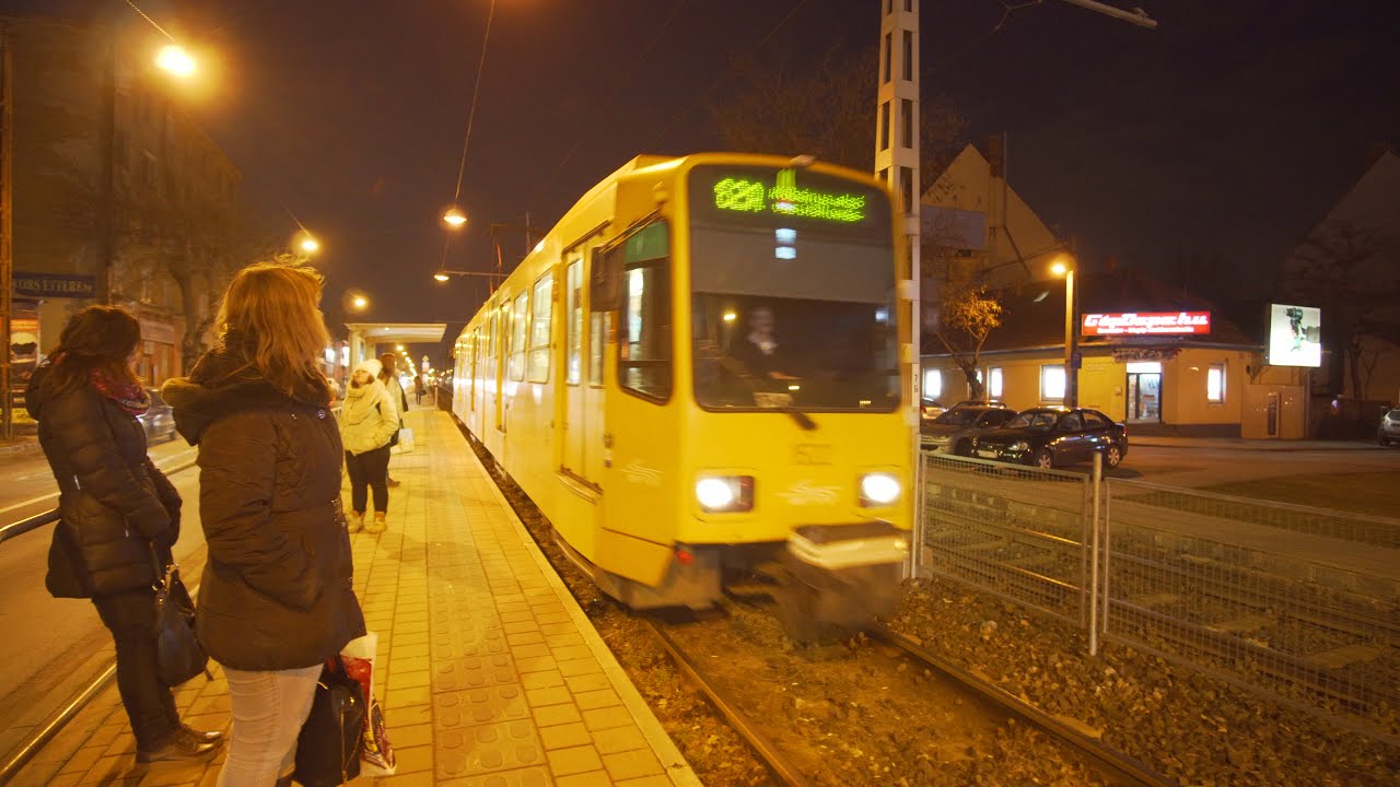 Hungary, Budapest, tram 62A night ride from Egressy tér to Tihamér utca