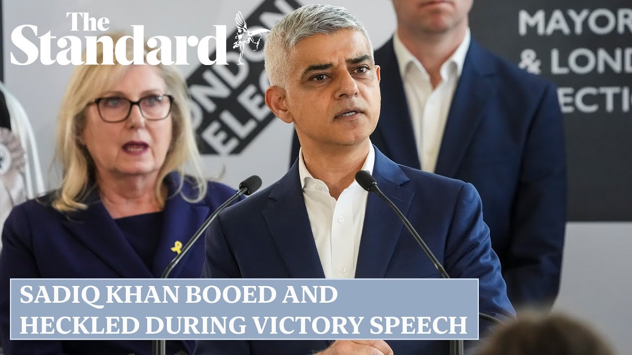 Sadiq Khan booed and heckled as he begins his victory speech after being re-elected London mayor