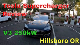 Tesla Supercharger Review Hillsboro Oregon, Version 3, 250 kW & 4 Level 2 Chargepoint Stations