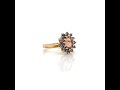 Oregon Sunstone & Montana Yogo Sapphire Ring 14K Gold