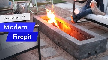 DIY smokeless modern firepit of brick, steel, and stucco. Looks great, but does it deliver?