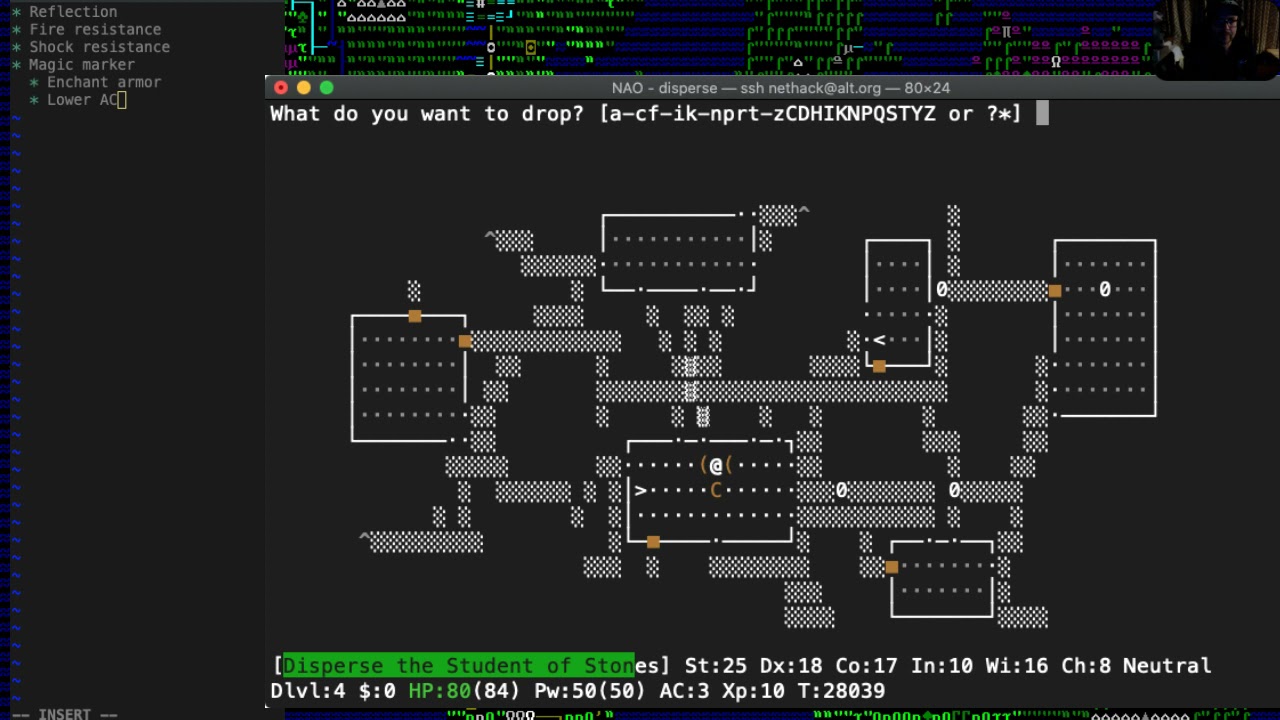 Part 5: Nethack 3.6.6 @ alt.org Human Monk ascension run.