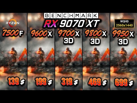 Ryzen 5 7500F vs 9600x vs 7 9700x vs 9800x3d vs 9 9950x3d / Test