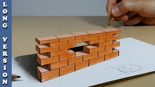 Try to do 3D Trick Art on Paper, The wall, Long Version