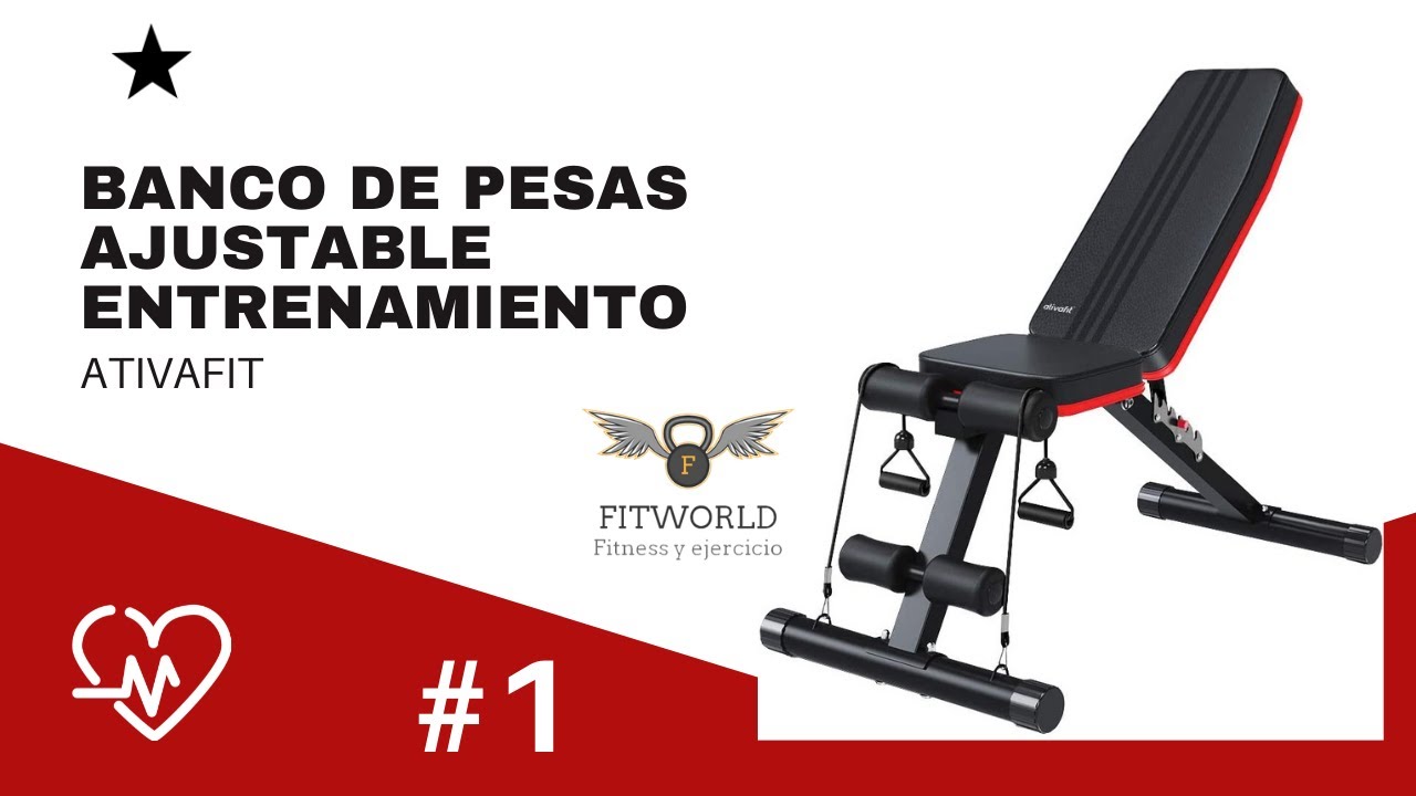 RitFit Banco de pesas ajustable y plegable para gimnasio en casa,  levantamiento de pesas y entrenamiento de fuerza, póster de entrenamiento  adicional