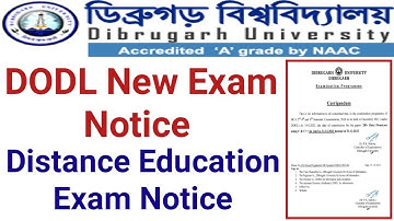 DODL New Exam Notice || Distance Learning Exam Notice || Dibrugarh University || DODL