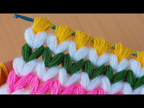 Artık iplerle en kolay Tunus işi lif bebek battaniye modeli-knitting crochet