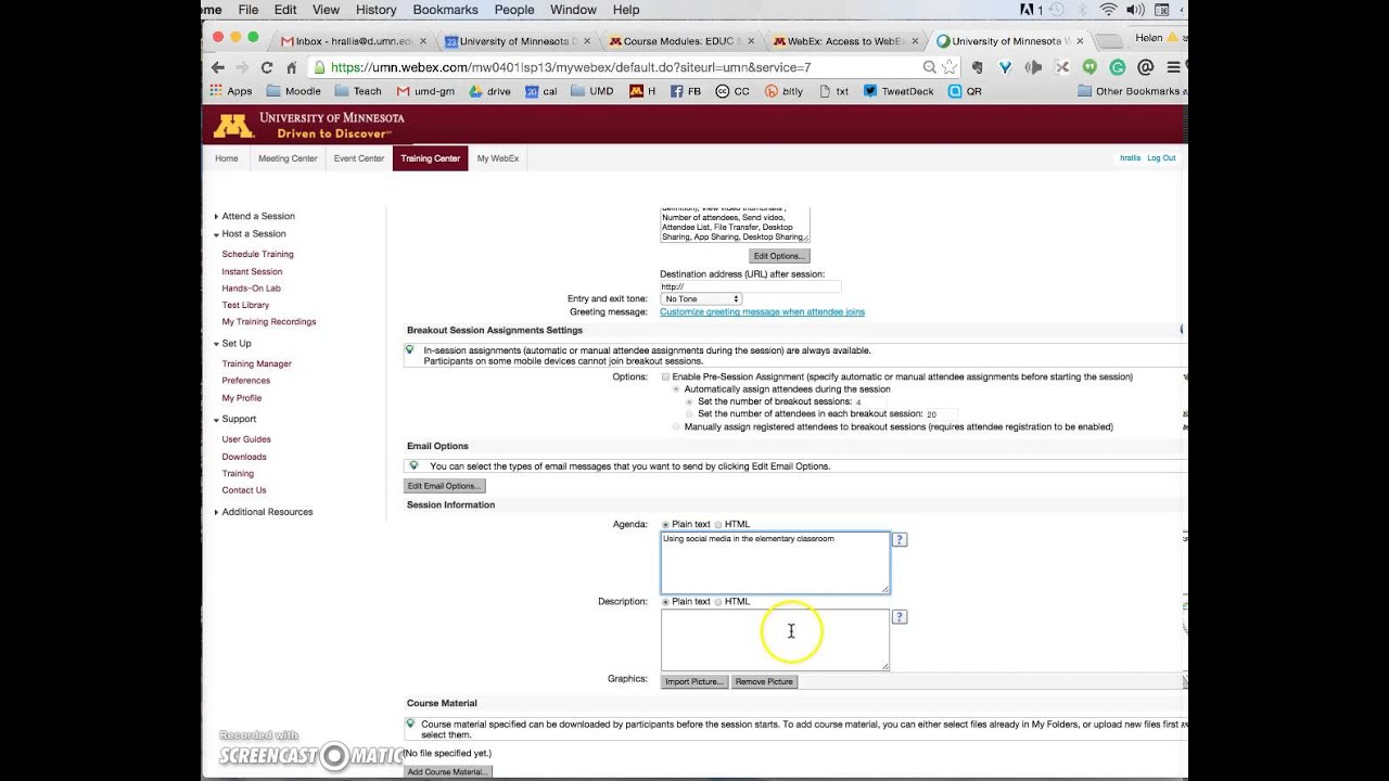 Setting Up WebEx Training Session 