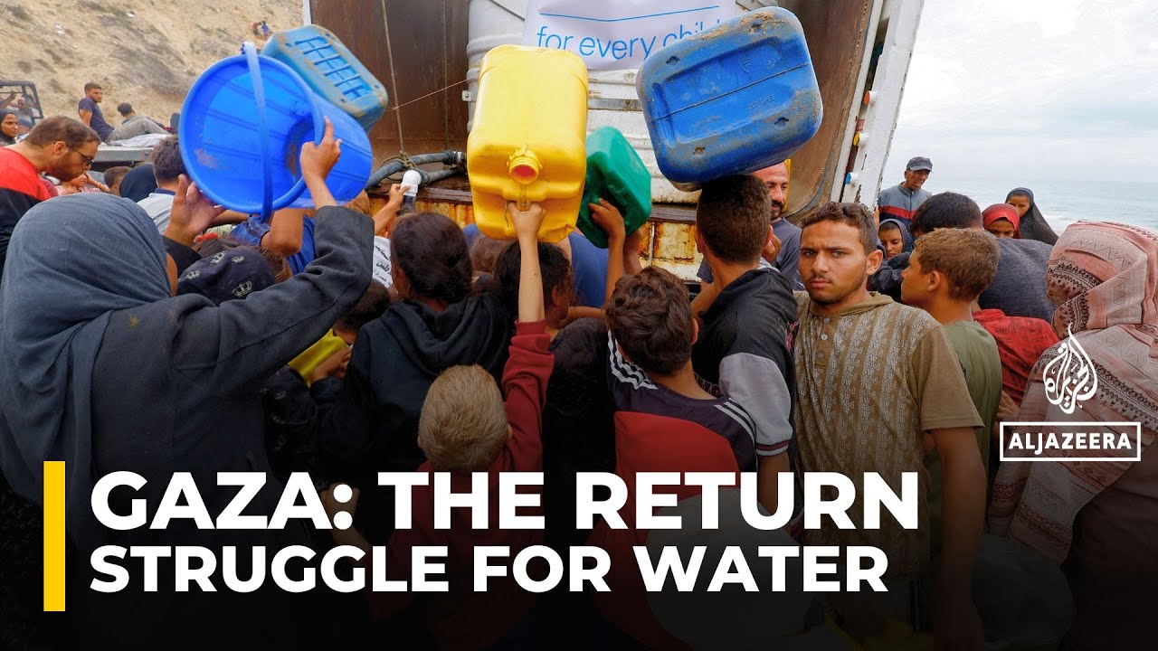 الفلسطينيون العائدون يكافحون من أجل الحصول على المياه بعد أن دمرت إسرائيل معظم البنية التحتية في غزة