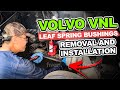 Volvo VNL leaf spring bushings removal and installation with HCB-J1181 tool.