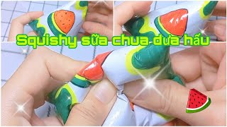 Hướng dẫn làm squishy giấy sữa chua dưa hấu #gocsangtao #diy #squishygiay #dochoigiay