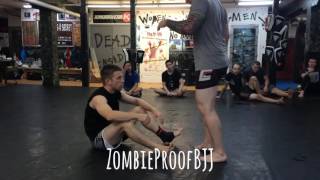 Standing Rolling Truck Back Take vs Seated Guard - ZombieProof Brazilian Jiu-Jitsu / Nogi Techniques