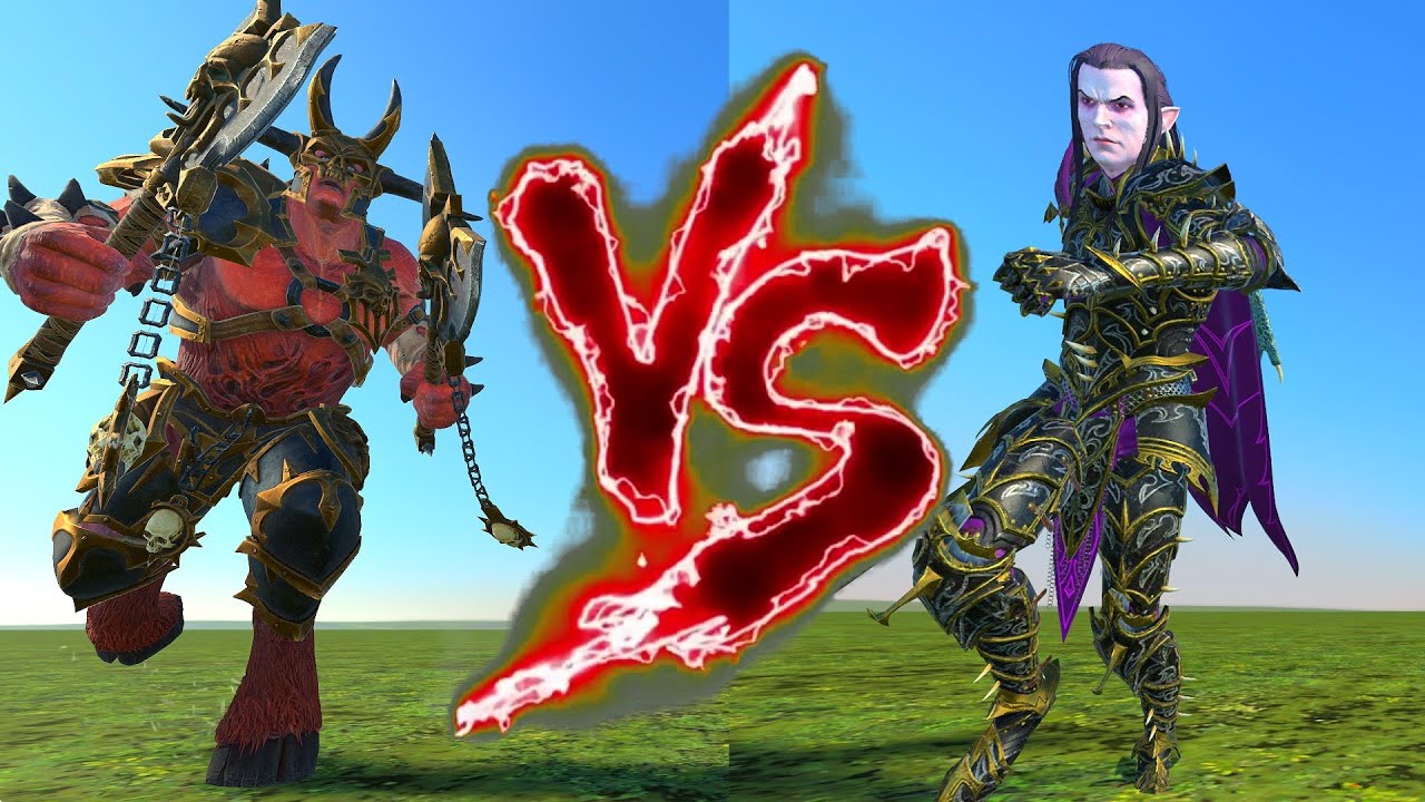 Skarr Bloodwrath VS Malus Darkblade. Total War Warhammer 3