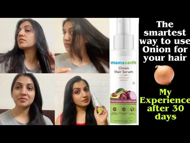 I used Mamaearth Onion Hair Serum for over 30 Days|| How to use it to treat  frizzy & dry hair - YouTube