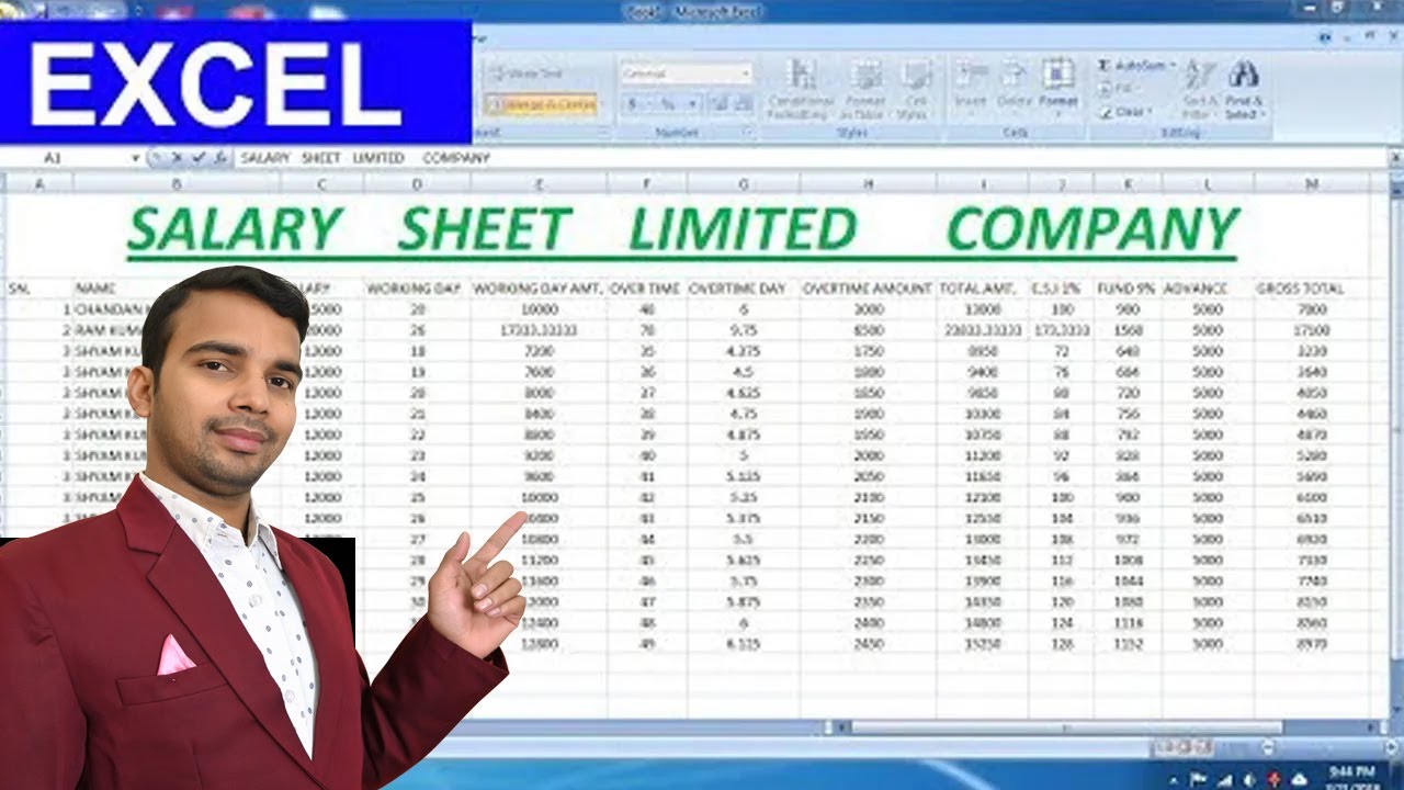 Salary Sheet Limited Company For Microsoft Excel Advance Formula Youtube