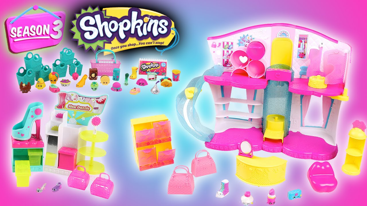 Shopkins Season 3 Fashion Boutique Playset Shoe Dazzle & Season 3 Collector’s 12 Pack Surprise Eggs