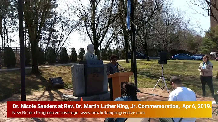 Dr. Nicole Sanders speaking at New Britain ceremonies honoring the Rev. Dr. Martin Luther King, Jr.