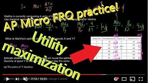 Utility Maximization Rule practice   AP Micro 2016 FRQ 2