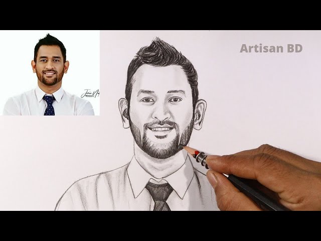 Ms Dhoni Sketch Drawing ✍️❤️|| How to draw Dhoni 🎨|| - YouTube