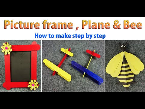 picture-frame-diy-crafts-|-plane-and-bee-making-|-popsicle-stick-crafts