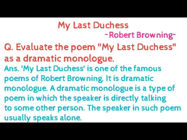my last duchess as a dramatic monologue
