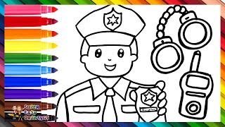 Drawing and Coloring a Police Officer with Accessories ⭐ Drawings for Kids