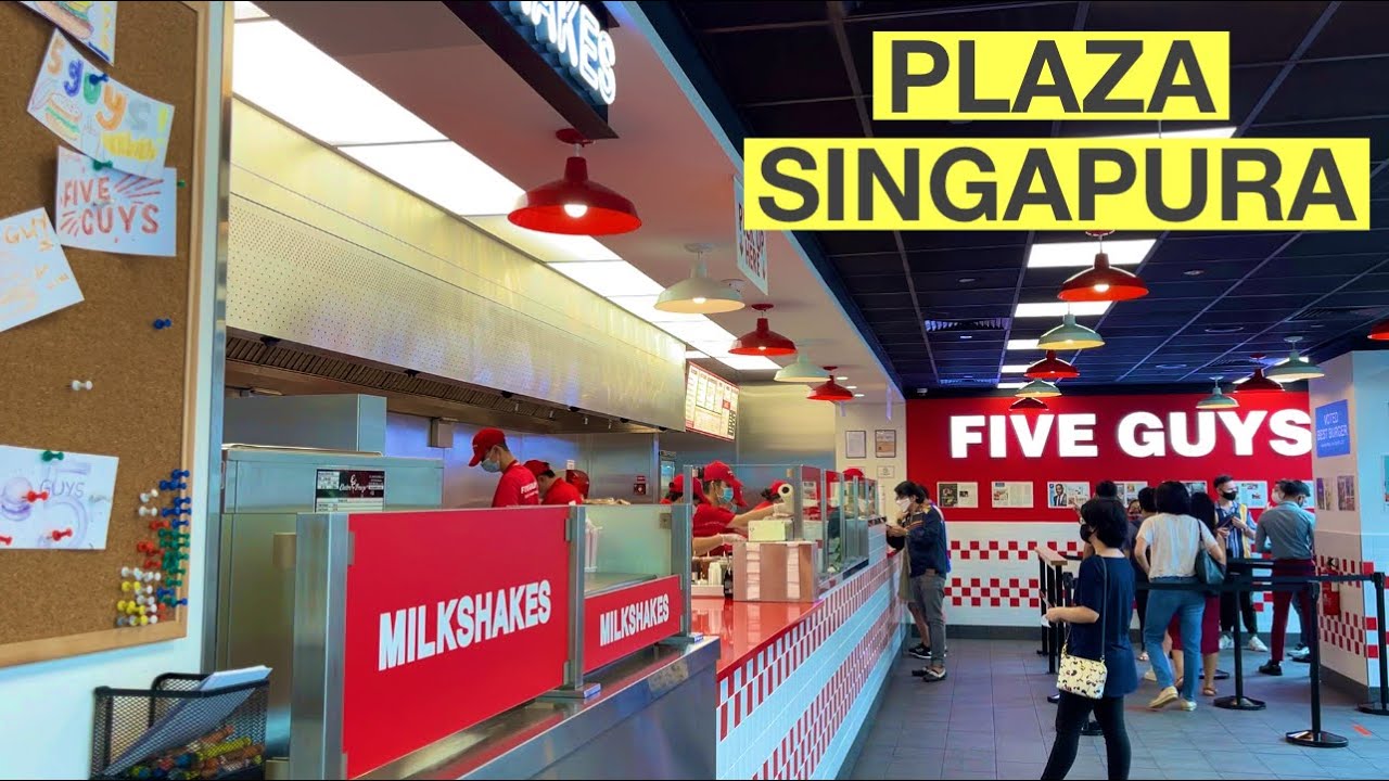 FIVE GUYS - Friendly Crew Making Awesome Burgers, Fries and Milkshakes! At Plaza Singapura.