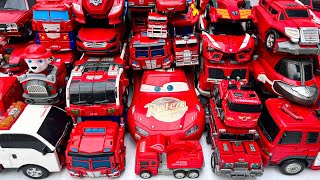 New RED Color TRANSFORMERS Adventure: FIRE TRUCK HELICOPTER CRANE TRAIN BUS OPTIMUS PRIME Animation