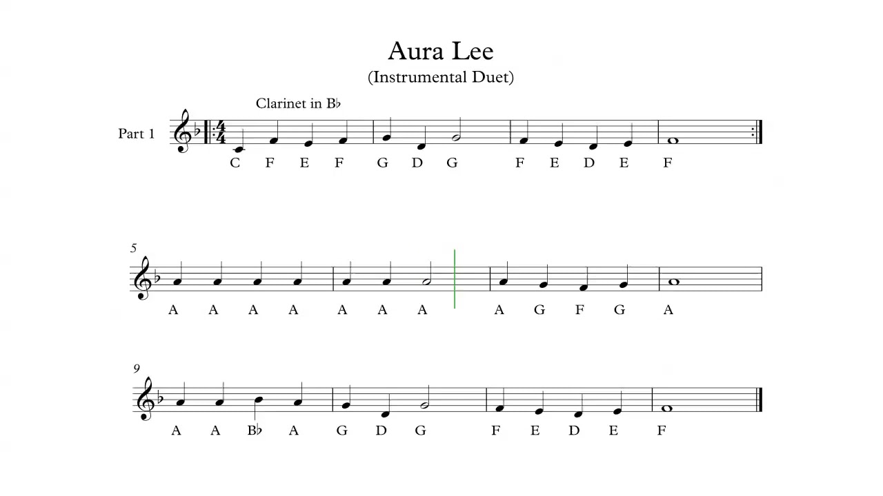 Aura Lee Part 1 for Clarinet in Bb - YouTube