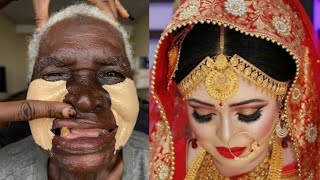 UNBELIEVABLE 😱🔥110 YEARS OLD GRANDMA INDIAN BRIDAL MAKEUP TRANSFORMATION 👆 MAKEUP TUTORIAL 😳💄