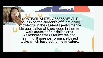 CONTEXTUALIZED and DECONTEXTUALIZED ASSESSMENT-