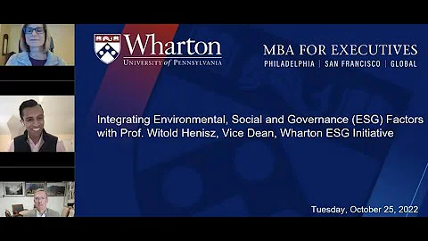 Integrating Environmental, Social, and Governance (ESG) Factors – Ivy Exec & Wharton School Webinar