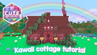 How to build a Kawaii Cottage ♡ Ultra Cute Texture Pack ✰ Minecraft Bedrock Tutorial